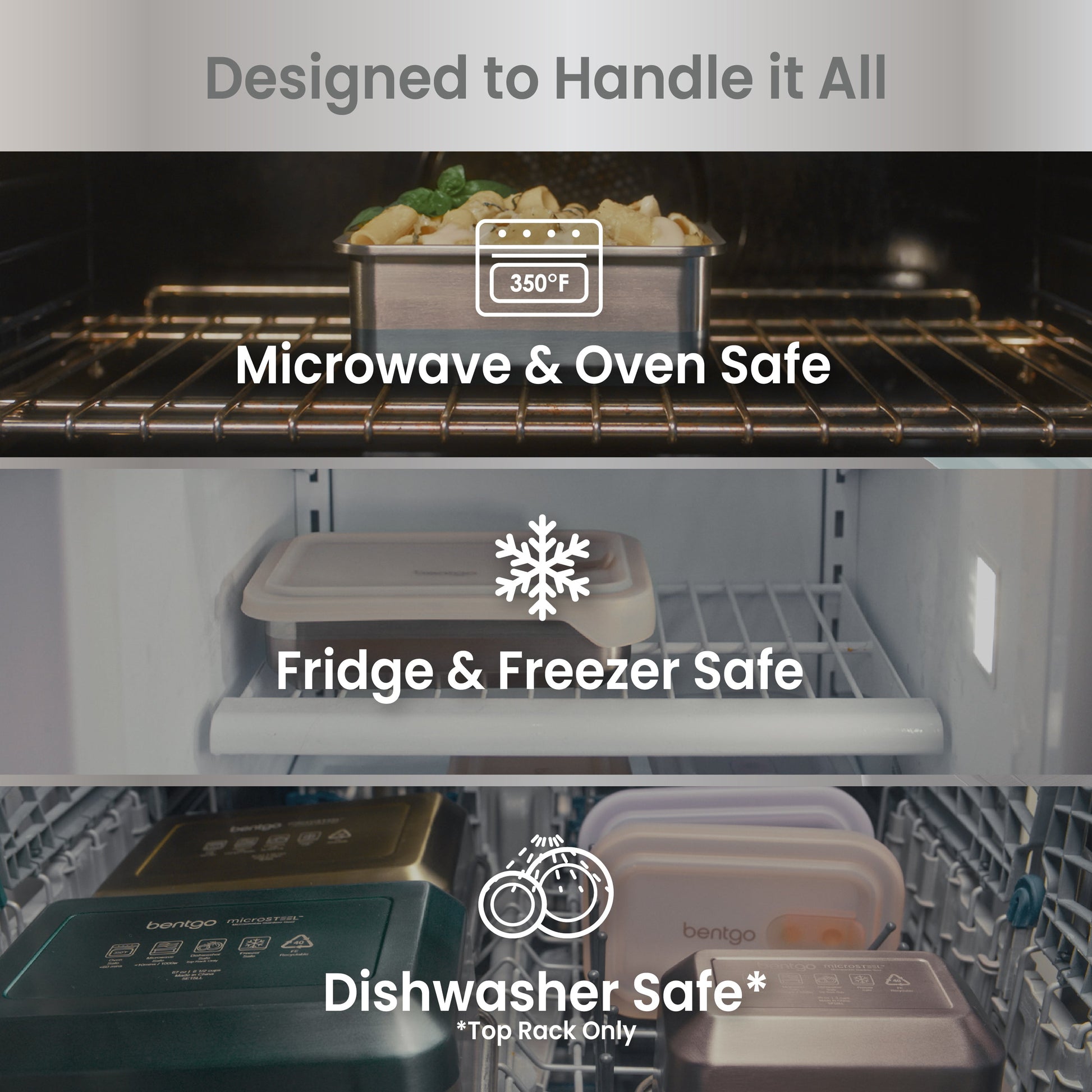 Bentgo® MicroSteel Heat & Eat Container - Family Size 8.5 Cups - Aqua | Designed To Handle It All - Microwave & Oven Safe, Fridge & Freezer Safe, and Dishwasher Safe (Top Rack Only)