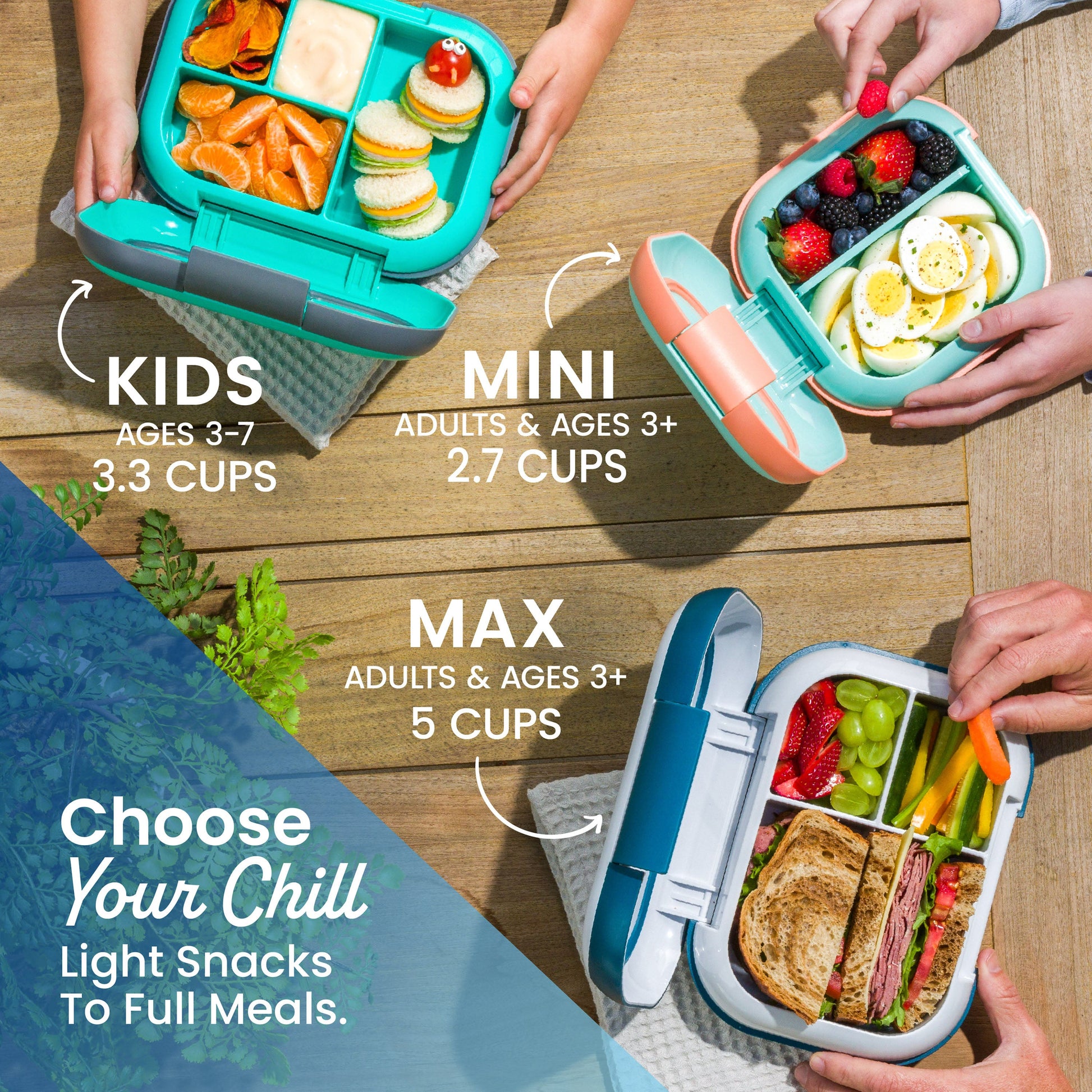 Bentgo® Chill Kids Lunch Box - Electric Aqua | Choose Your Chill Light Snacks To Full Meals - Kids (Ages 3-7, 3.3 Cups), Mini (Adults & Ages 3+, 2.7 Cups), Max (Adults & Ages 3+, 5 Cups)